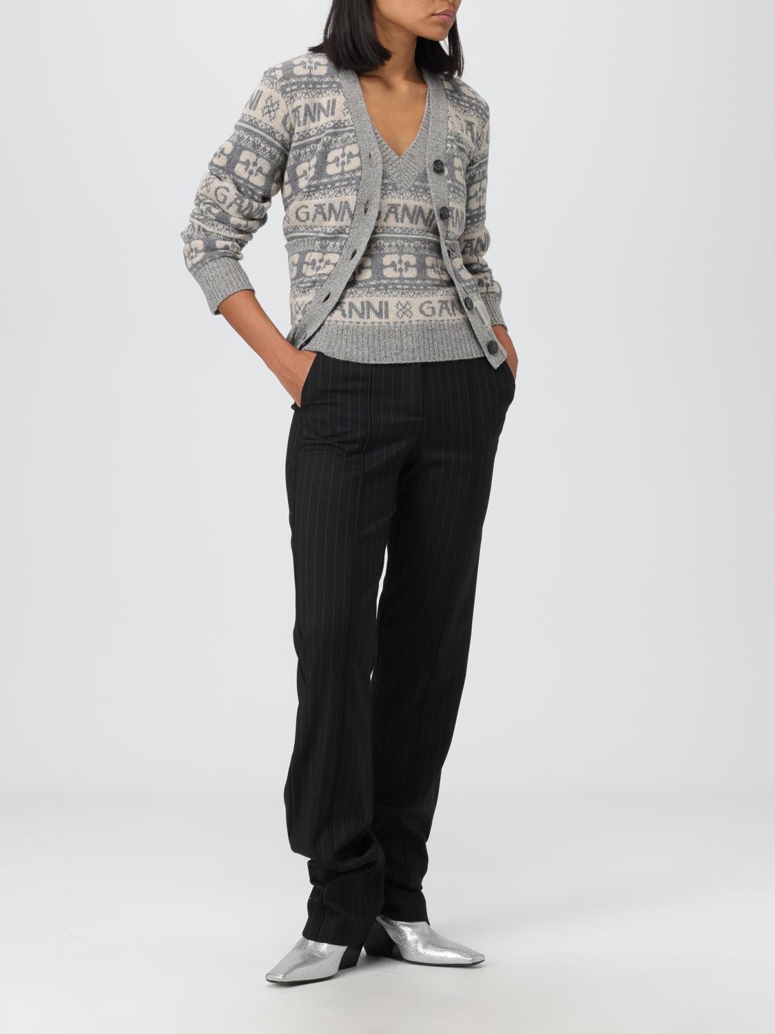 GANNI CARDIGAN: Ganni cardigan in wool blend, Grey - Img 2