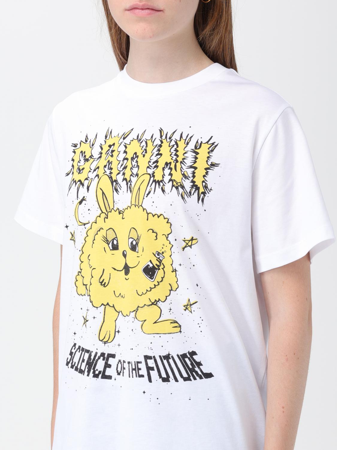 GANNI T-SHIRT: Ganni T-shirt in organic cotton with print, White - Img 4