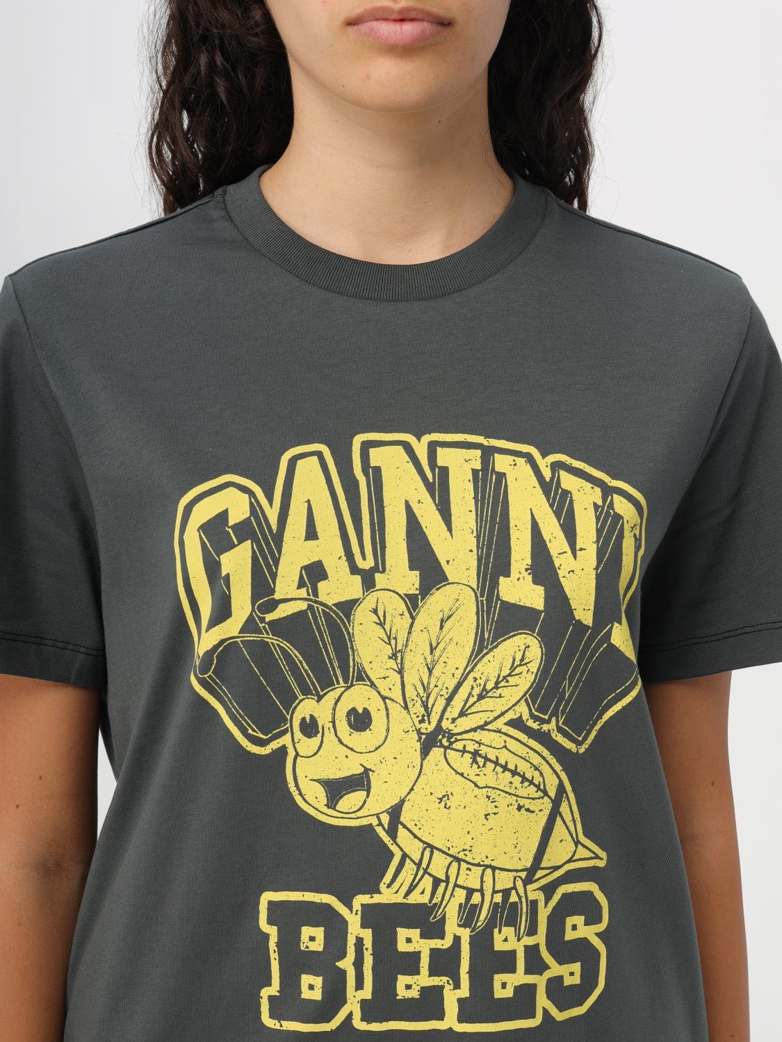 GANNI T-SHIRT: Ganni cotton t-shirt, Charcoal - Img 5