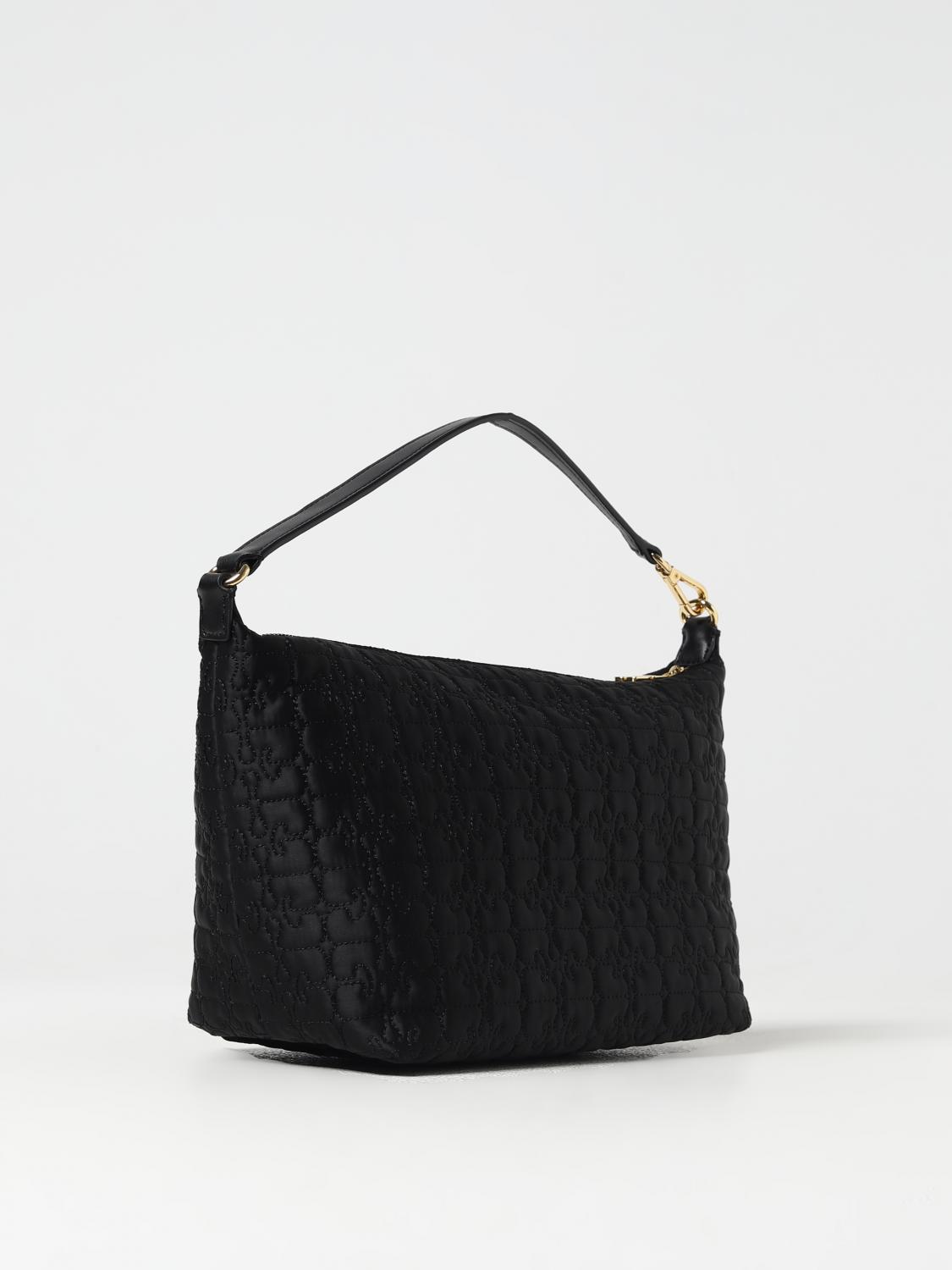 GANNI BORSA A SPALLA: Borsa Butterfly Ganni in nylon riciclato con logo, Nero - Img 2