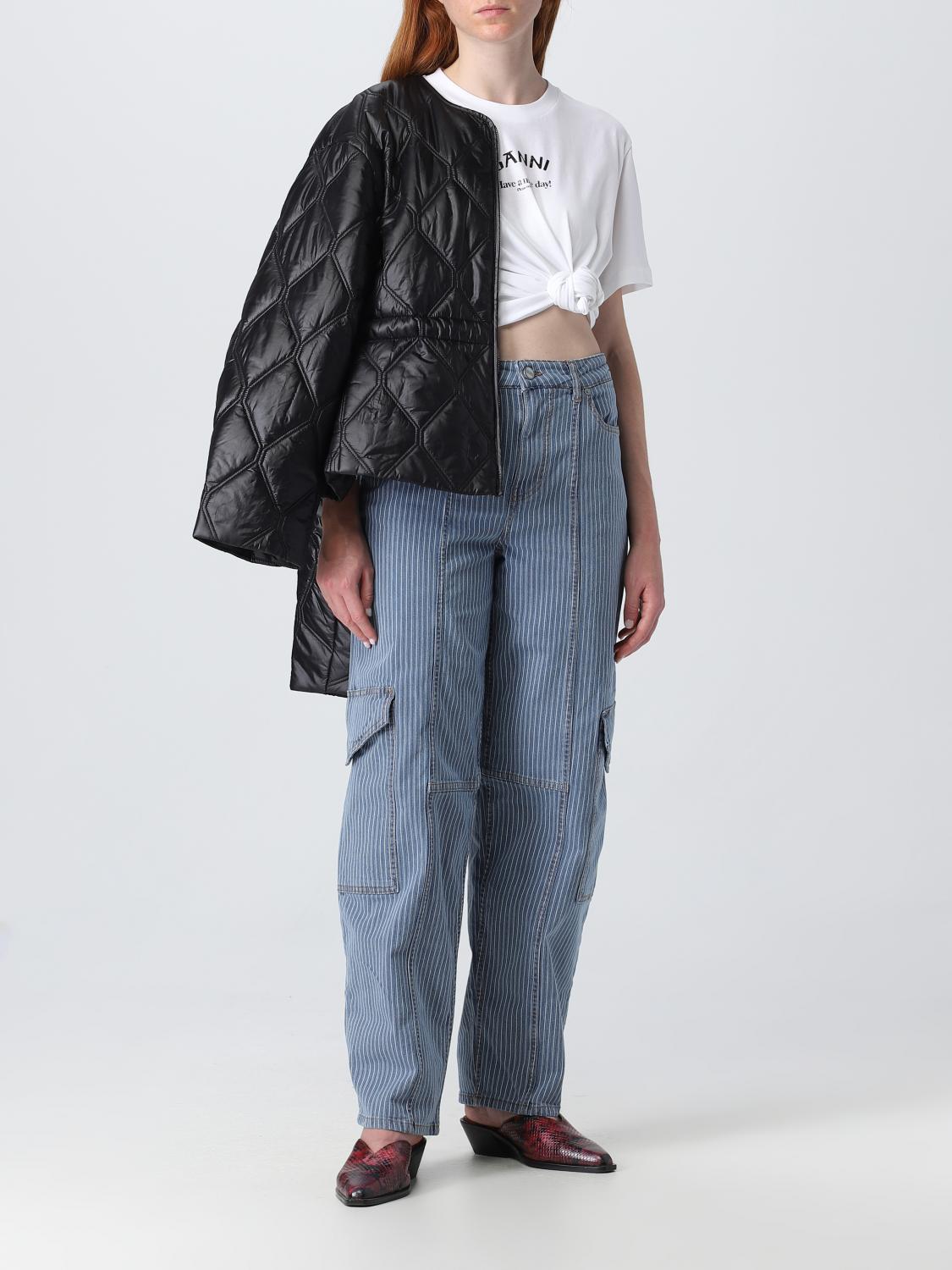 GANNI JACKET: Ganni bomber jacket in recycled nylon, Black - Img 2