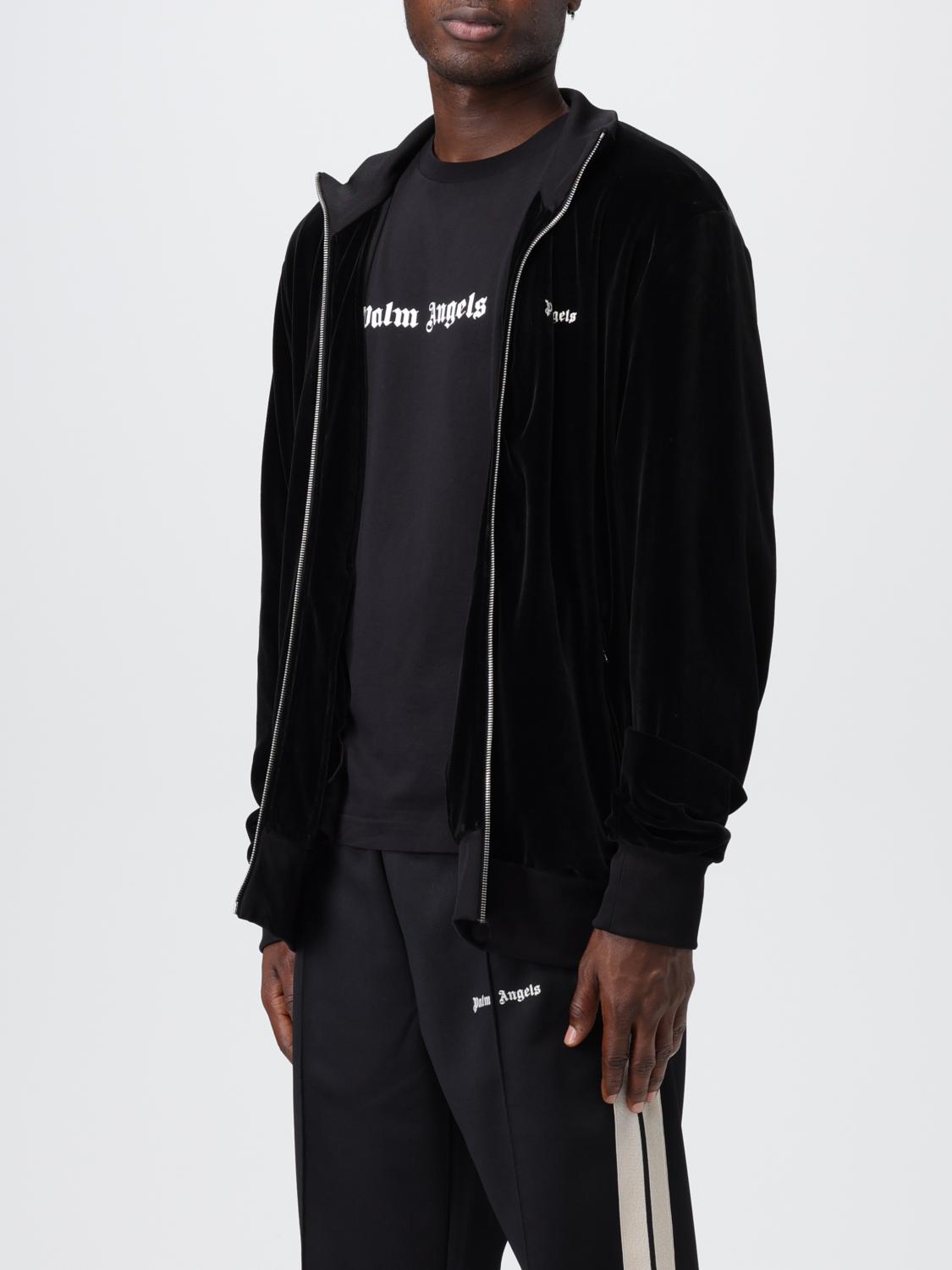 Palm Angels men's velvet sweatshirt - Black | PMBD059F23FAB001