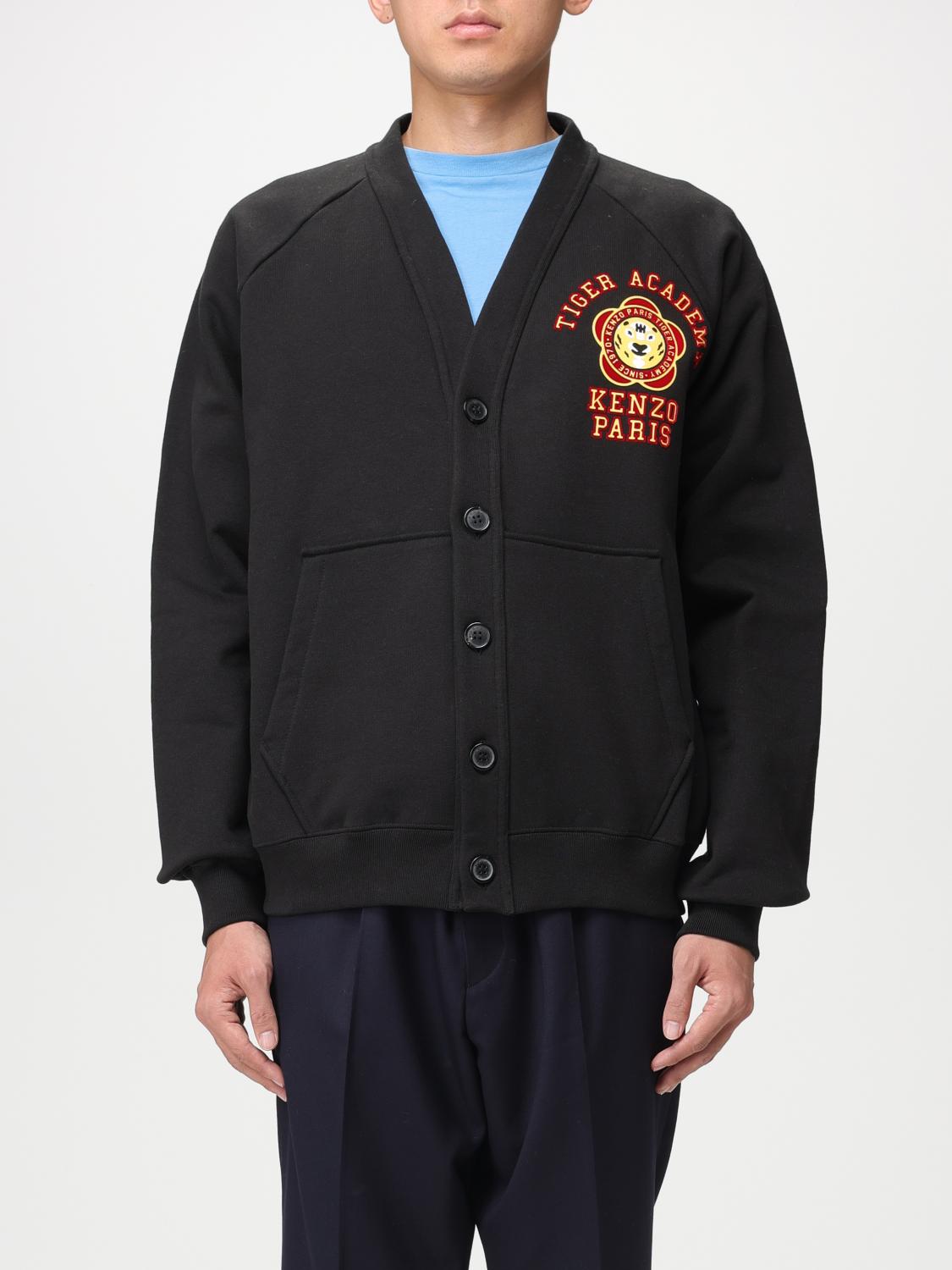 Kenzo Tiger Academy cardigan in brushed fleece - Black
