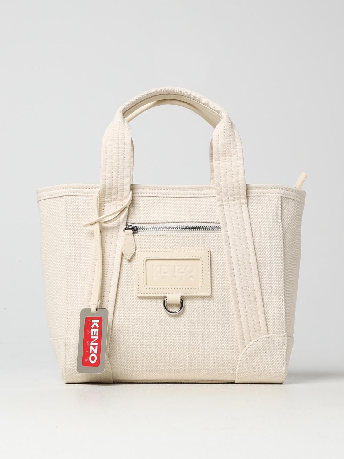 KENZO BORSA TOTE: Borsa Kenzo in cotone canvas, Bianco - Img 1