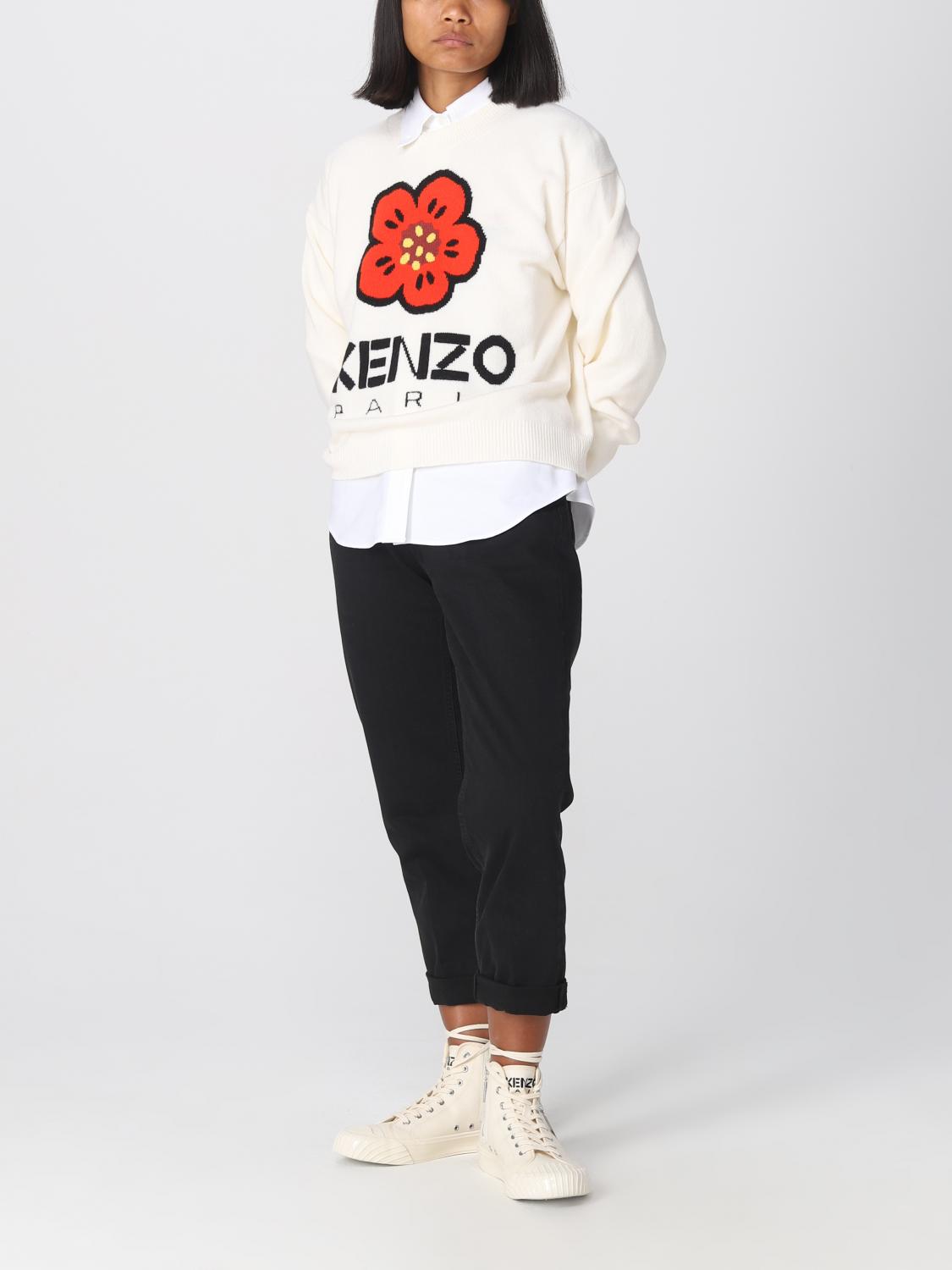 Kenzo Boke Flower sweater in wool - White | FD62PU4303LD | GIGLIO.COM