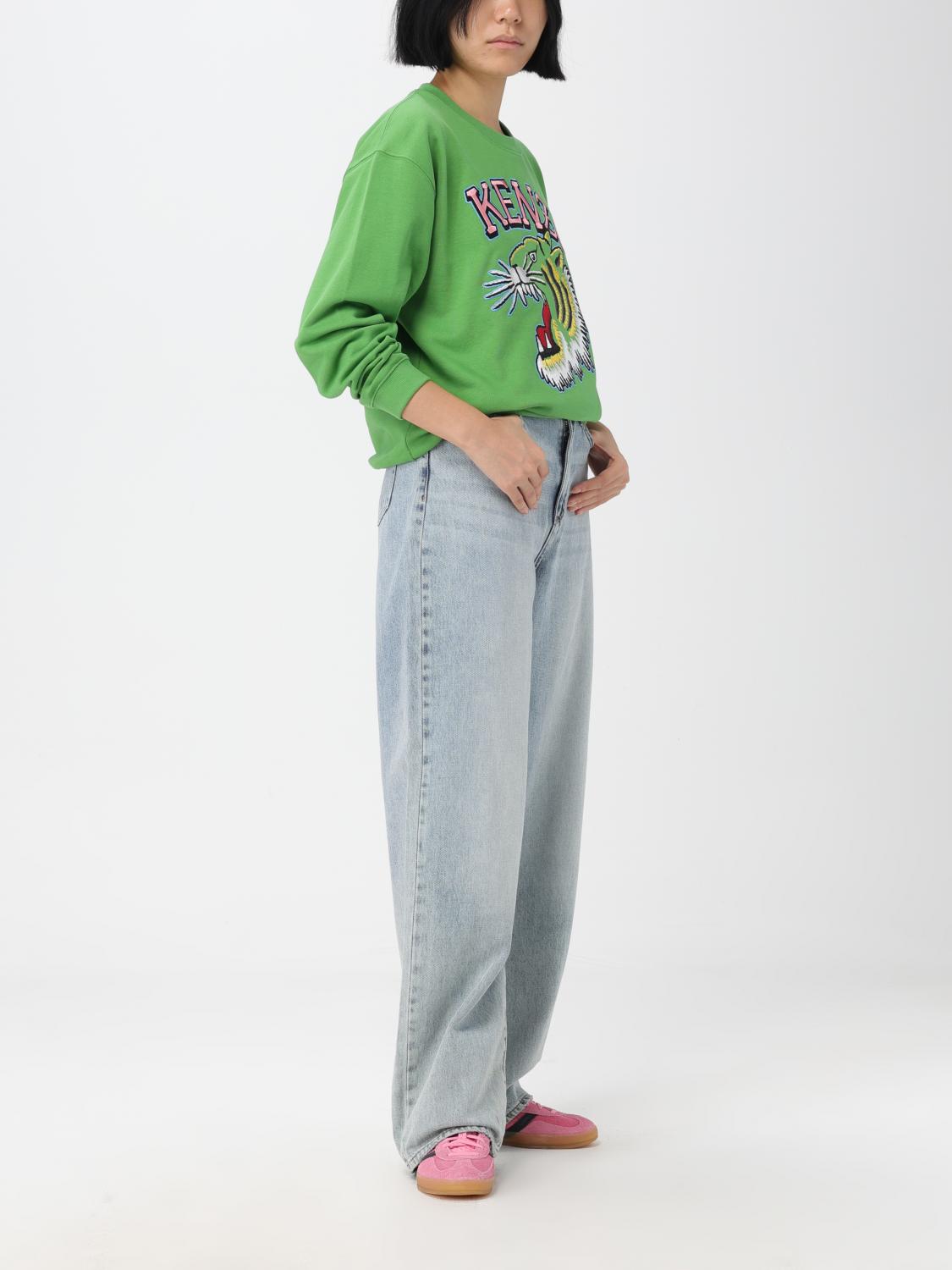 KENZO FELPA: Felpa Tiger Varsity Jungle Kenzo in cotone con ricamo, Verde - Img 2
