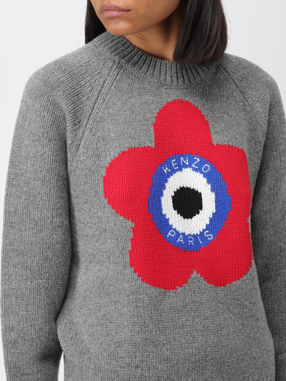 Kenzo Boke Flower sweater in wool and cotton - Grey | FD62PU4123BC