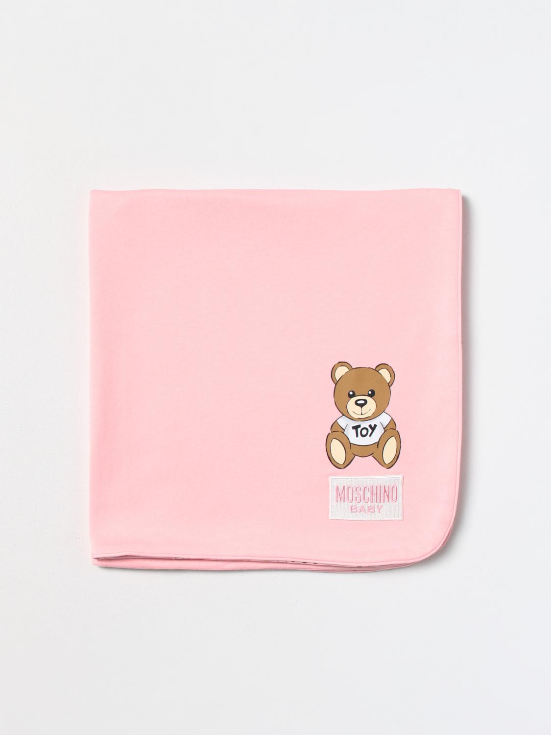 MOSCHINO: Baby blanket in printed cotton Pink Moschino blanket