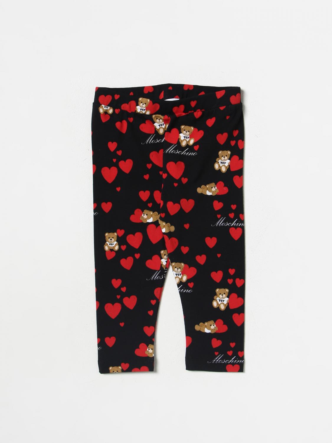 MOSCHINO: Leggings Baby in cotone Nero Pantaloni Moschino