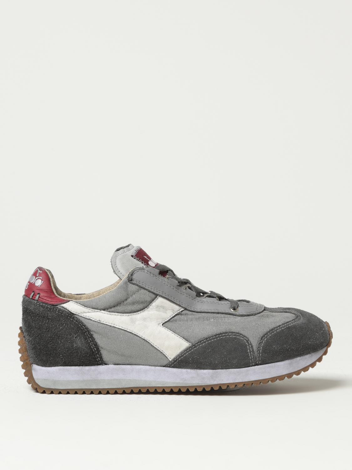 DIADORA HERITAGE SNEAKERS: Sneakers Equipe H Dirty Diadora Heritage in suede e canvas effetto used, Grigio - Img 1