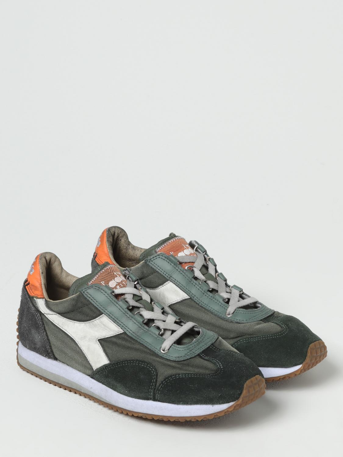 DIADORA HERITAGE SNEAKERS: Sneakers Equipe H Dirty Diadora Heritage in suede e canvas effetto used, Bosco - Img 2