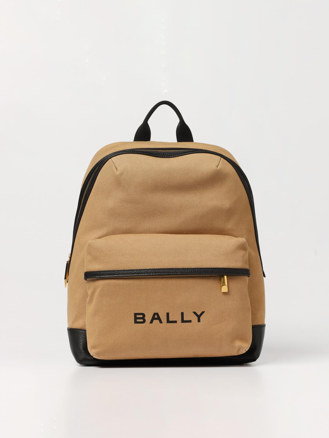 BALLY ZAINO: Zaino Bar Bally in canvas di cotone, Tabacco - Img 1
