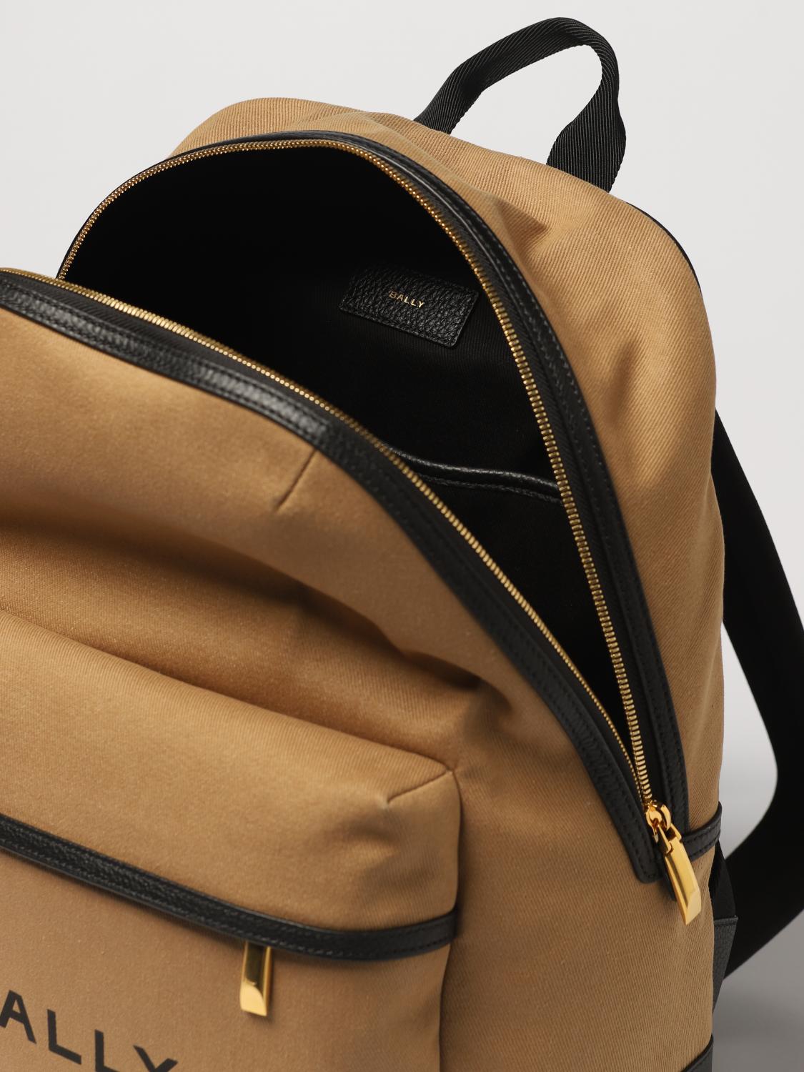 BALLY ZAINO: Zaino Bar Bally in canvas di cotone, Tabacco - Img 4