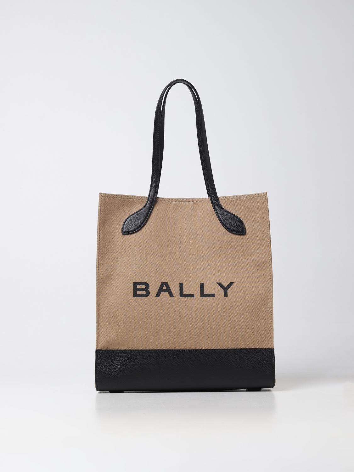 BALLY BORSA: Borsa Bally in canvas con logo stampato, Tabacco - Img 1
