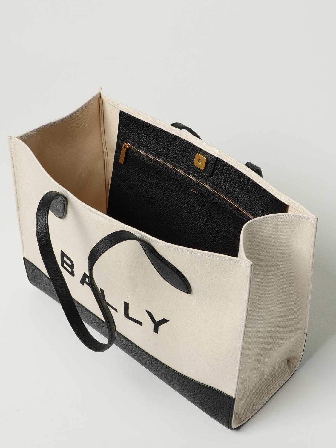 BALLY BORSA TOTE: Borsa Bally in canvas e pelle a grana, Naturale - Img 4