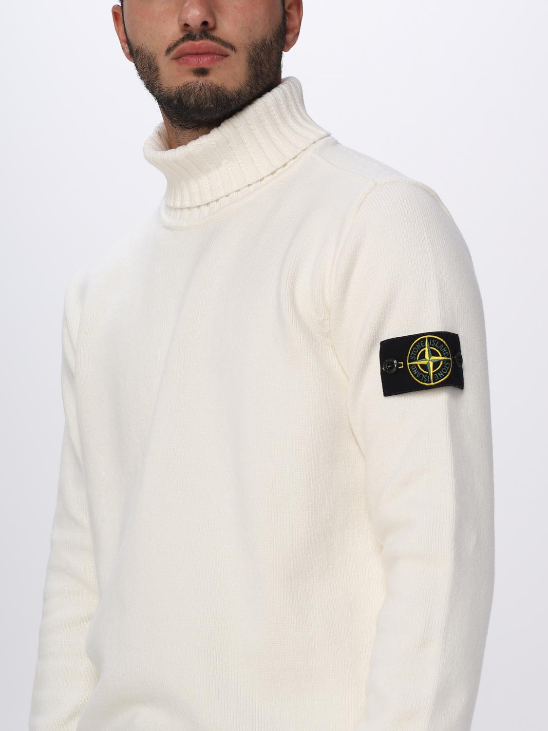 STONE  ホワイト フルジップ ニット M STONE ISLAND: Sweater men - White | Stone Island sweater 505A2