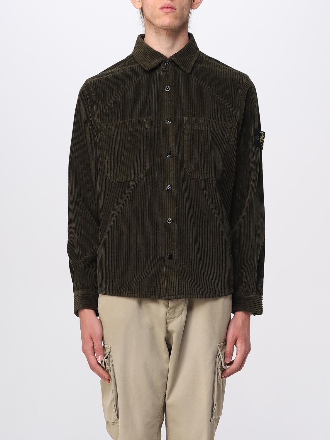 STONE ISLAND CAMICIA: Overshirt Stone Island in velluto a costine, Verde - Img 1