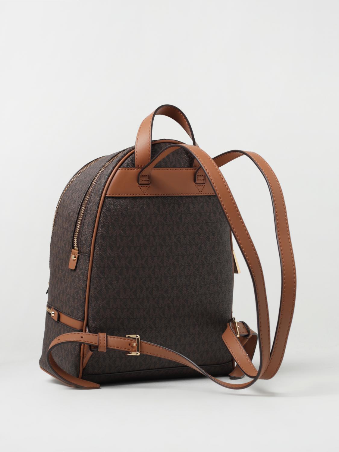 MICHAEL KORS ZAINO: Zaino Rhea Michael Kors in cotone spalmato con logo, Marrone - Img 2