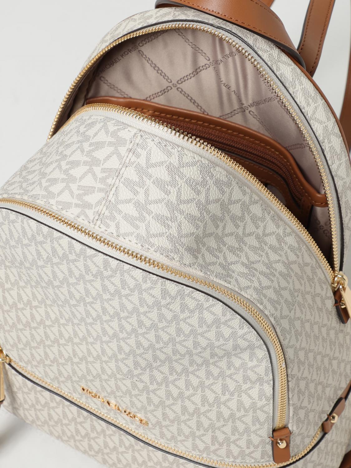 MICHAEL KORS ZAINO: Zaino Rhea Michael Kors in cotone spalmato con logo, Champagne - Img 4