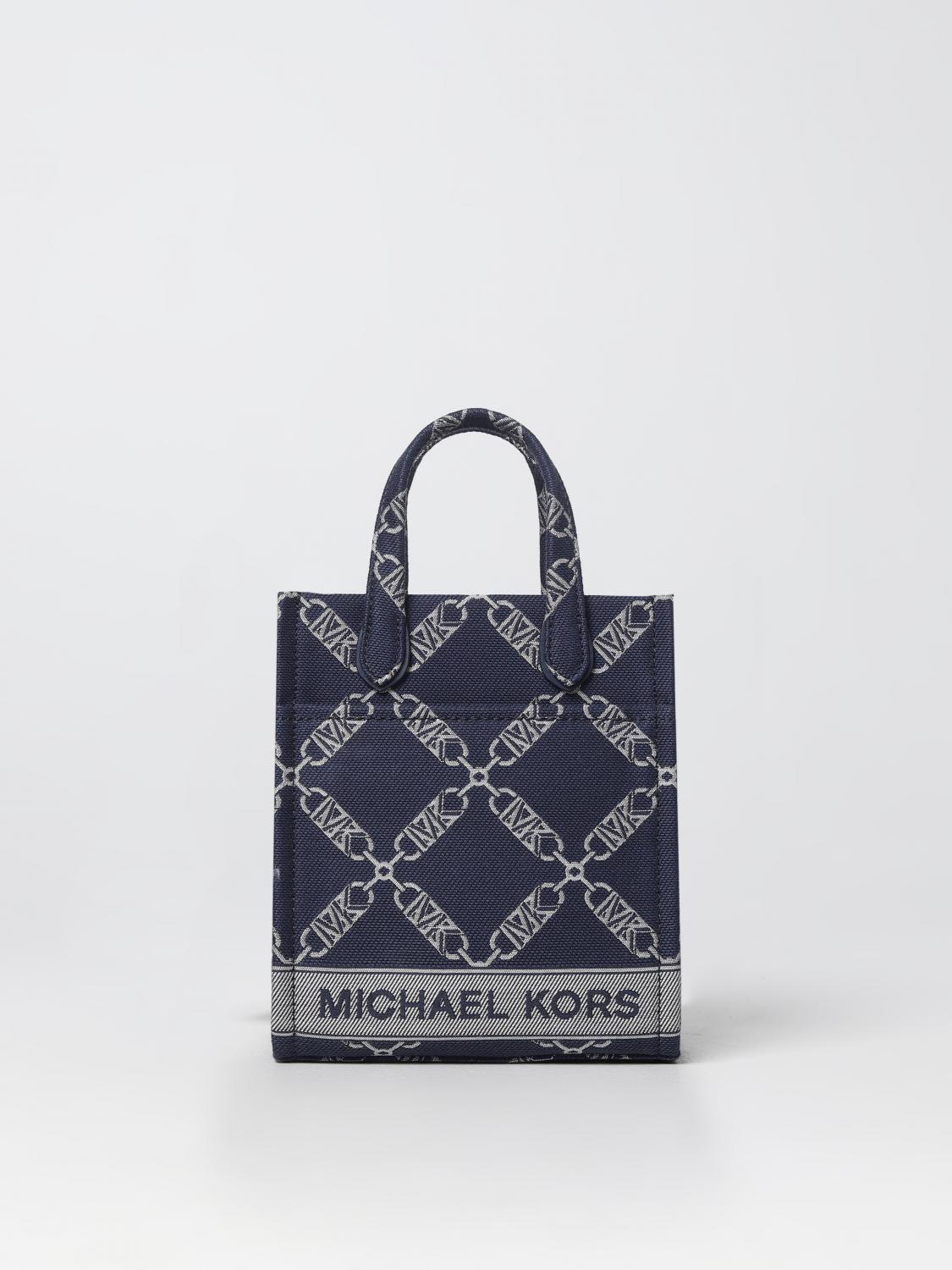 MICHAEL KORS BORSA MINI: Borsa Gigi Michael Kors in misto cotone stampato, Blue Navy - Img 1
