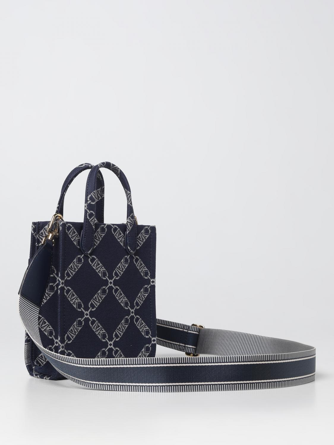 MICHAEL KORS BORSA MINI: Borsa Gigi Michael Kors in misto cotone stampato, Blue Navy - Img 2