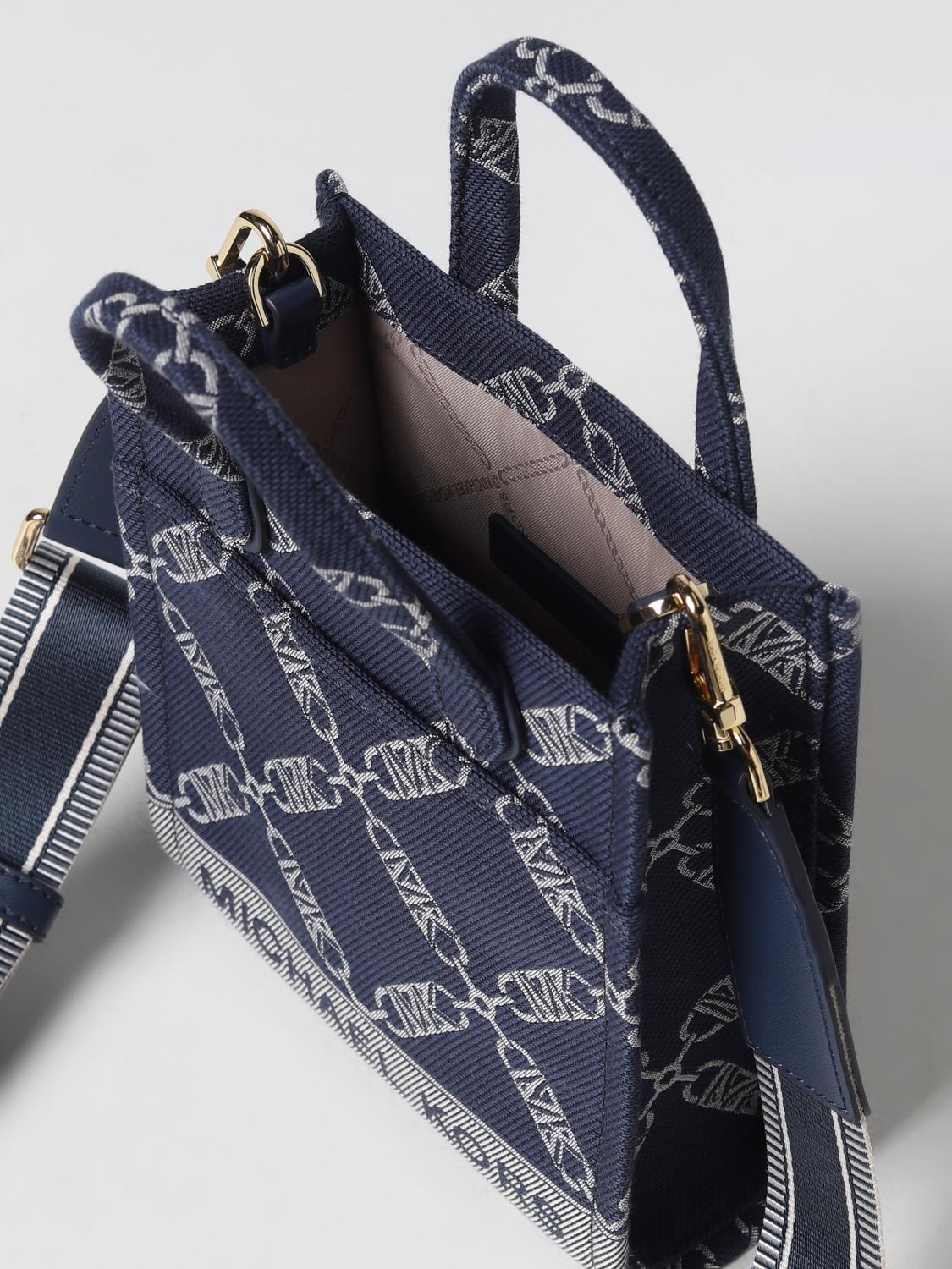 MICHAEL KORS BORSA MINI: Borsa Gigi Michael Kors in misto cotone stampato, Blue Navy - Img 3