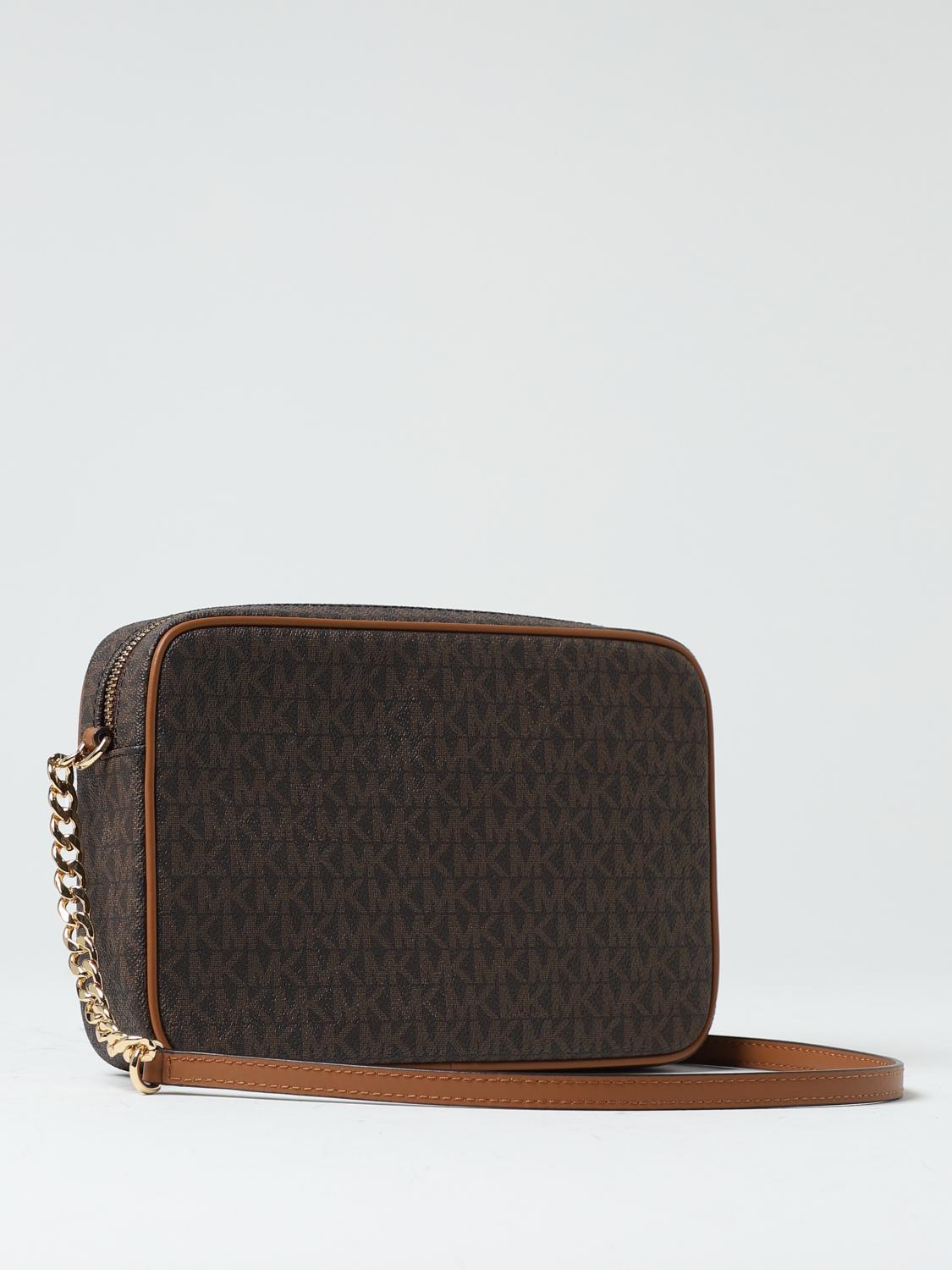 MICHAEL KORS BORSA A TRACOLLA: Borsa Jet Set Michael Kors in cotone spalmato con monogram MK all over, Moro - Img 2