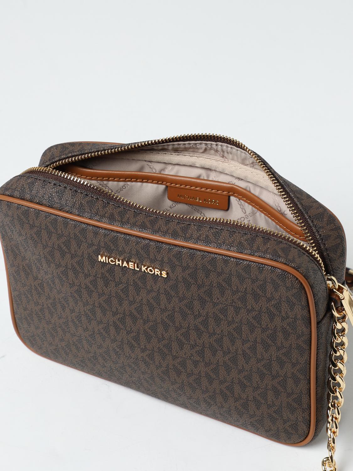 MICHAEL KORS BORSA A TRACOLLA: Borsa Jet Set Michael Kors in cotone spalmato con monogram MK all over, Moro - Img 3