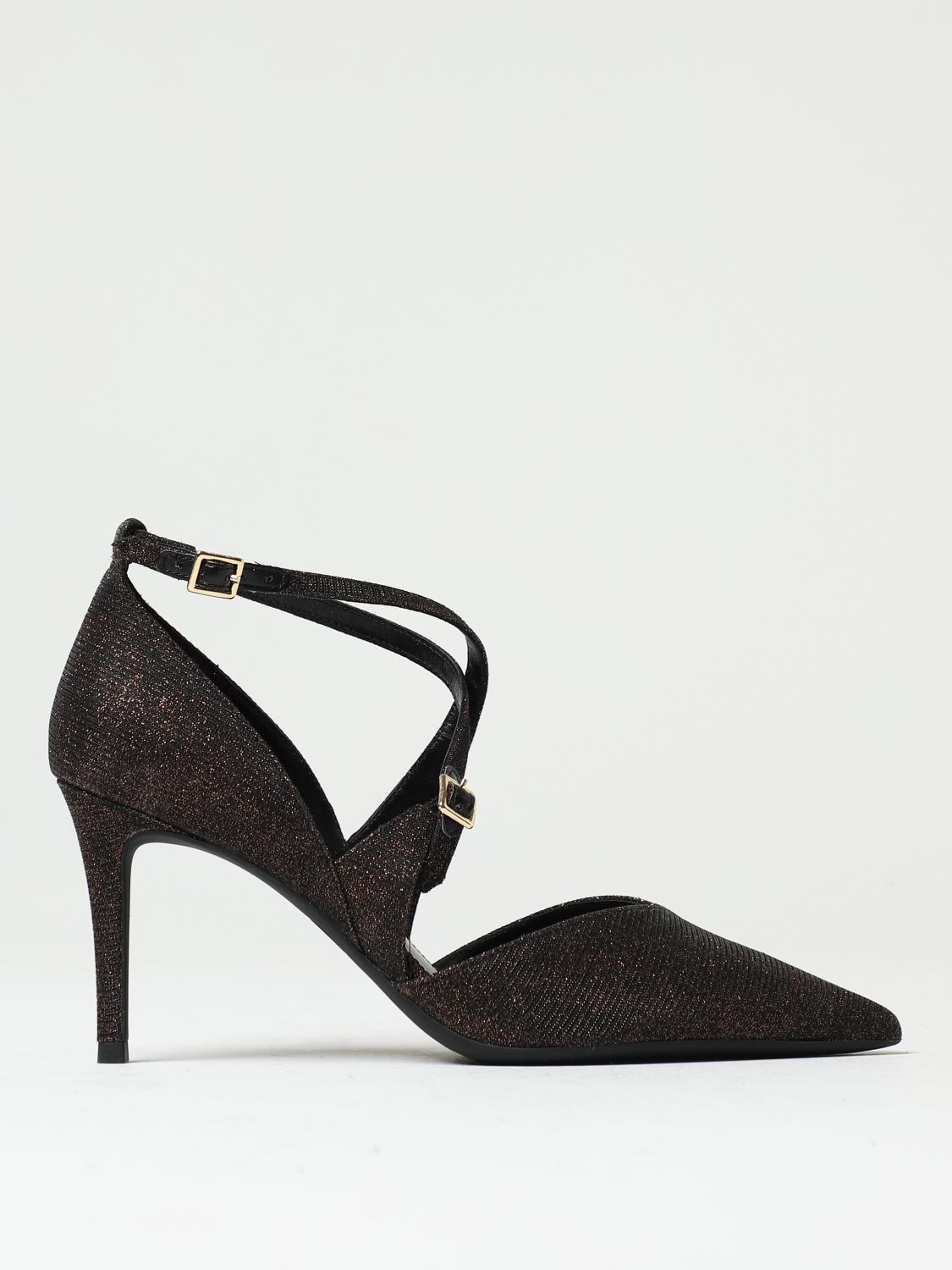 MICHAEL KORS SCARPE CON TACCO: Pump Adela Michael Kors in tessuto glitterato con cinturino, Nero - Img 1