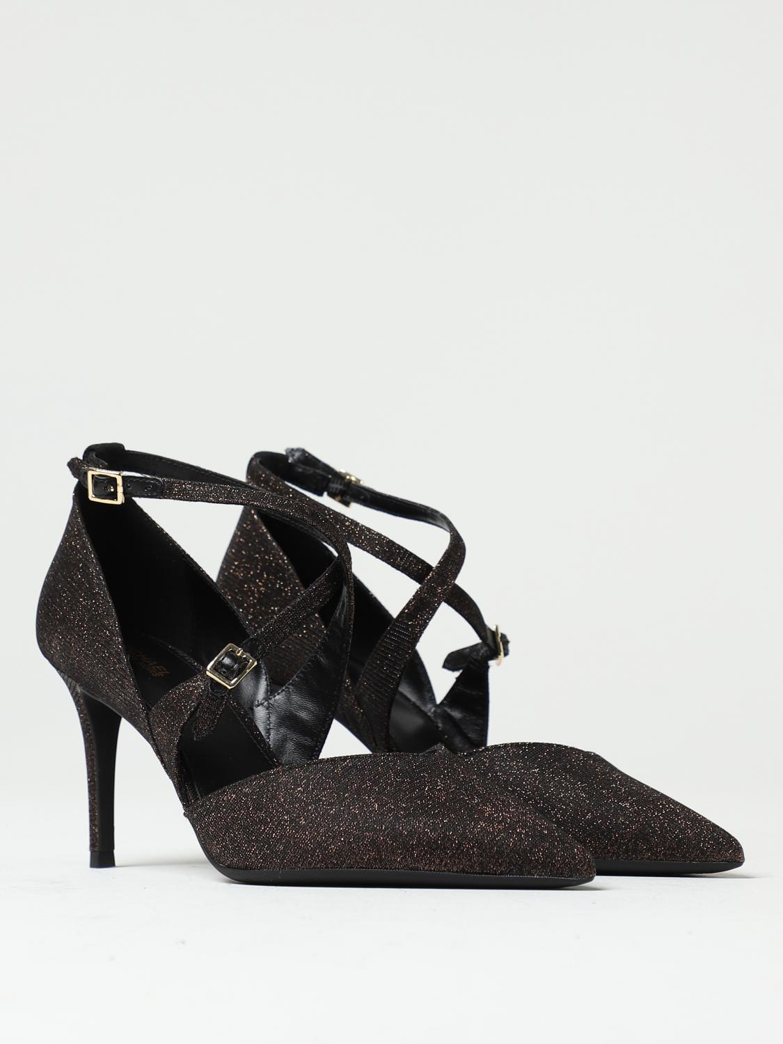 MICHAEL KORS SCARPE CON TACCO: Pump Adela Michael Kors in tessuto glitterato con cinturino, Nero - Img 2
