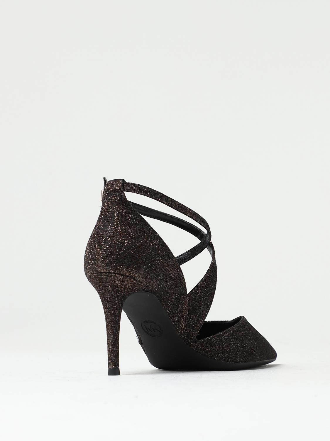 MICHAEL KORS SCARPE CON TACCO: Pump Adela Michael Kors in tessuto glitterato con cinturino, Nero - Img 3