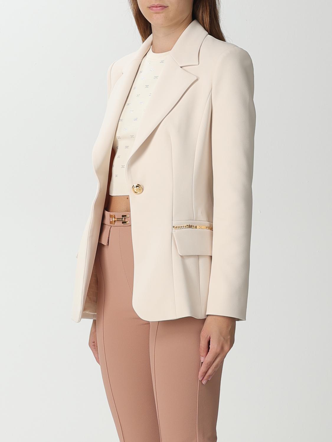 アウターその他 ELISABETTA FRANCHI Woman Blazer Butter GI153 193 ELISABETTA FRANCHI: single-breasted satin jacquard blazer