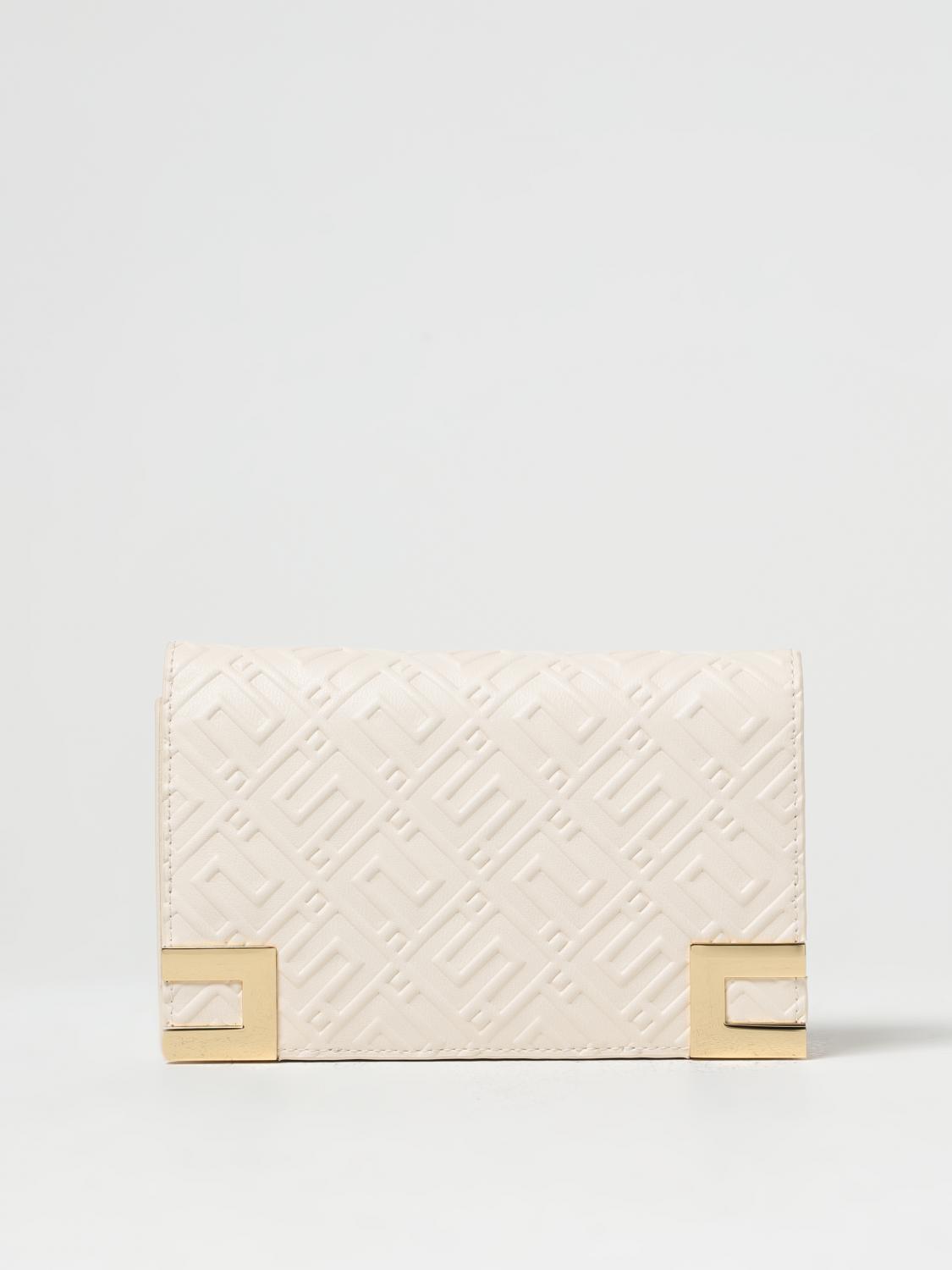 ELISABETTA FRANCHI BORSA MINI: Borsa wallet Elisabetta Franchi in pelle sintetica con monogram, Panna - Img 1