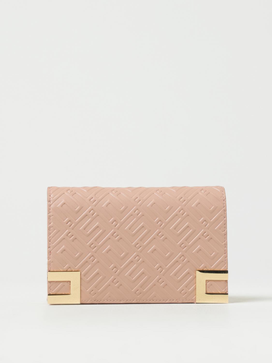ELISABETTA FRANCHI BORSA MINI: Borsa wallet Elisabetta Franchi in pelle sintetica con monogram, Nudo - Img 1