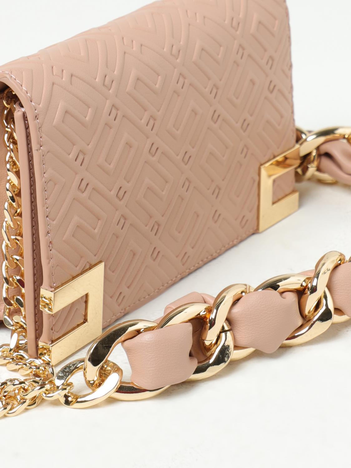 ELISABETTA FRANCHI BORSA MINI: Borsa wallet Elisabetta Franchi in pelle sintetica con monogram, Nudo - Img 3