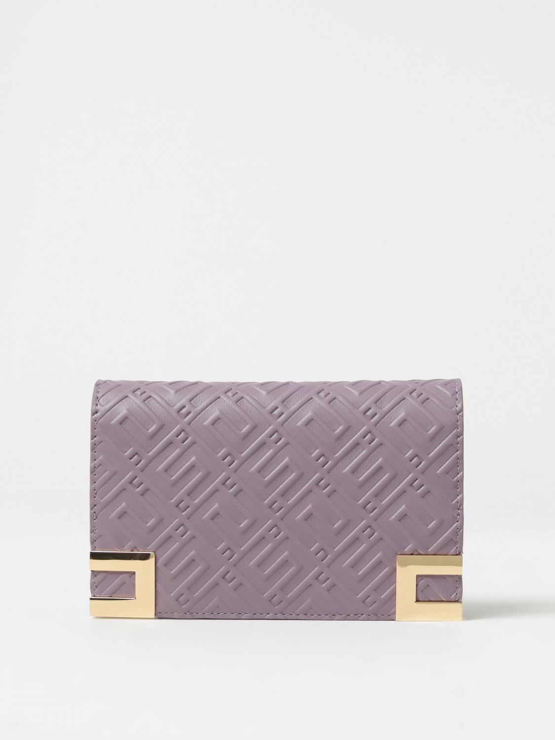 ELISABETTA FRANCHI BORSA MINI: Borsa wallet Elisabetta Franchi in pelle sintetica con monogram, Lavanda - Img 1