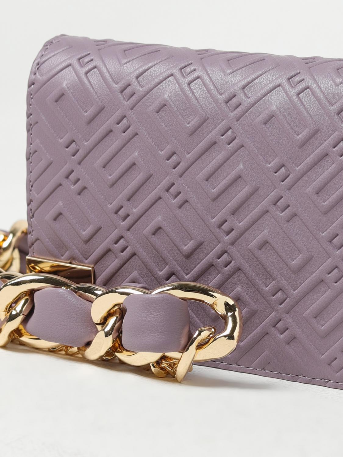 ELISABETTA FRANCHI BORSA MINI: Borsa wallet Elisabetta Franchi in pelle sintetica con monogram, Lavanda - Img 3