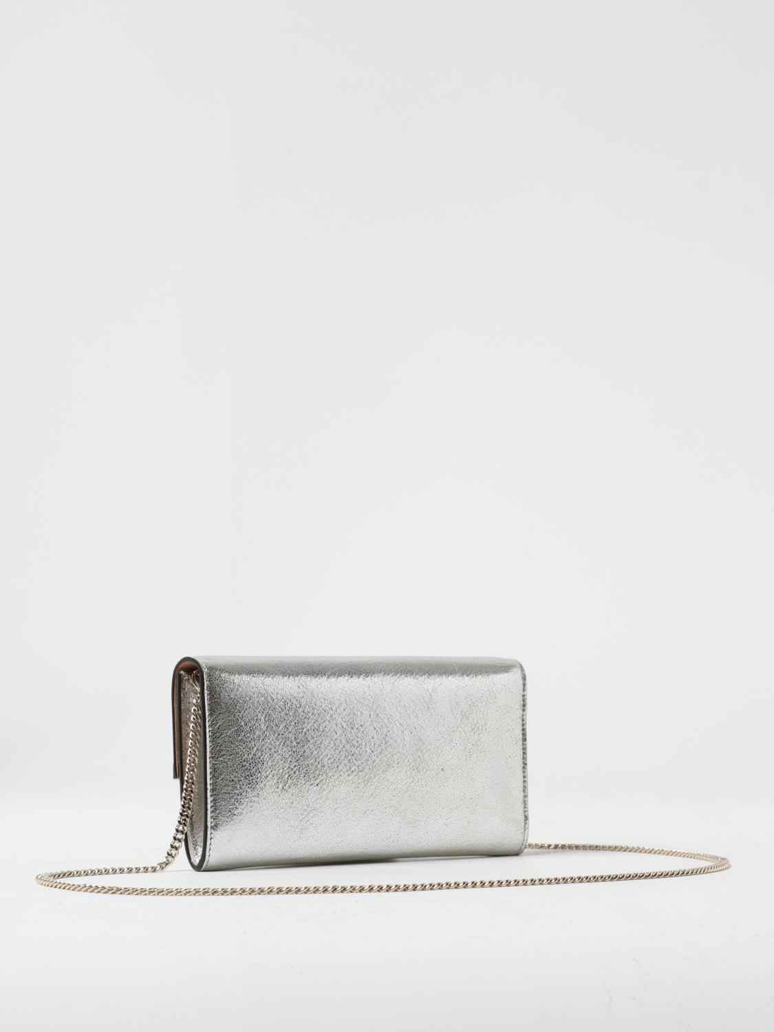 JIMMY CHOO BORSA MINI: Borsa wallet Emmie Jimmy Choo in pelle cracklè, Champagne - Img 2
