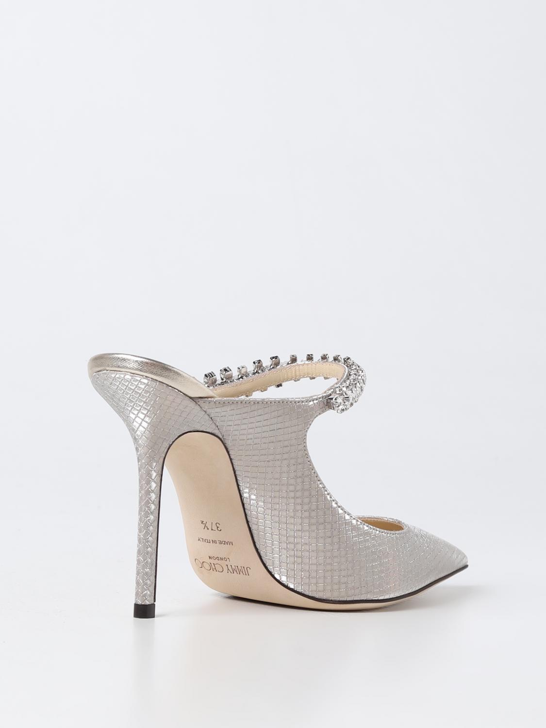 JIMMY CHOO: Bing pumps in laminated fabric with rhinestones