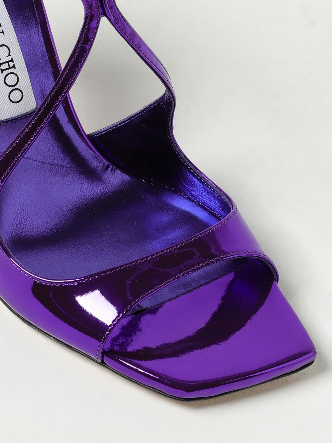 ワンエン　シュシュ　紫 Jimmy Choo Azia sandals in laminated leather - Violet | AZIA 95