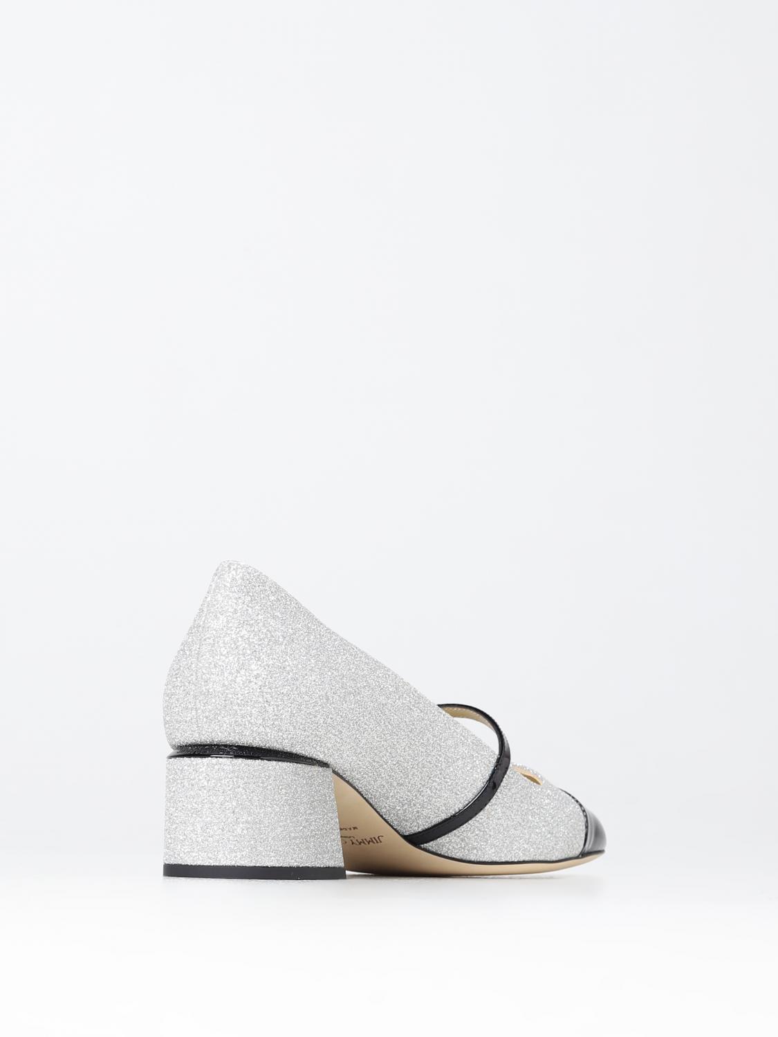 JIMMY CHOO HIGH HEEL SHOES: Jimmy Choo Elisa pumps in glitter and patent leather, Silver - Img 3