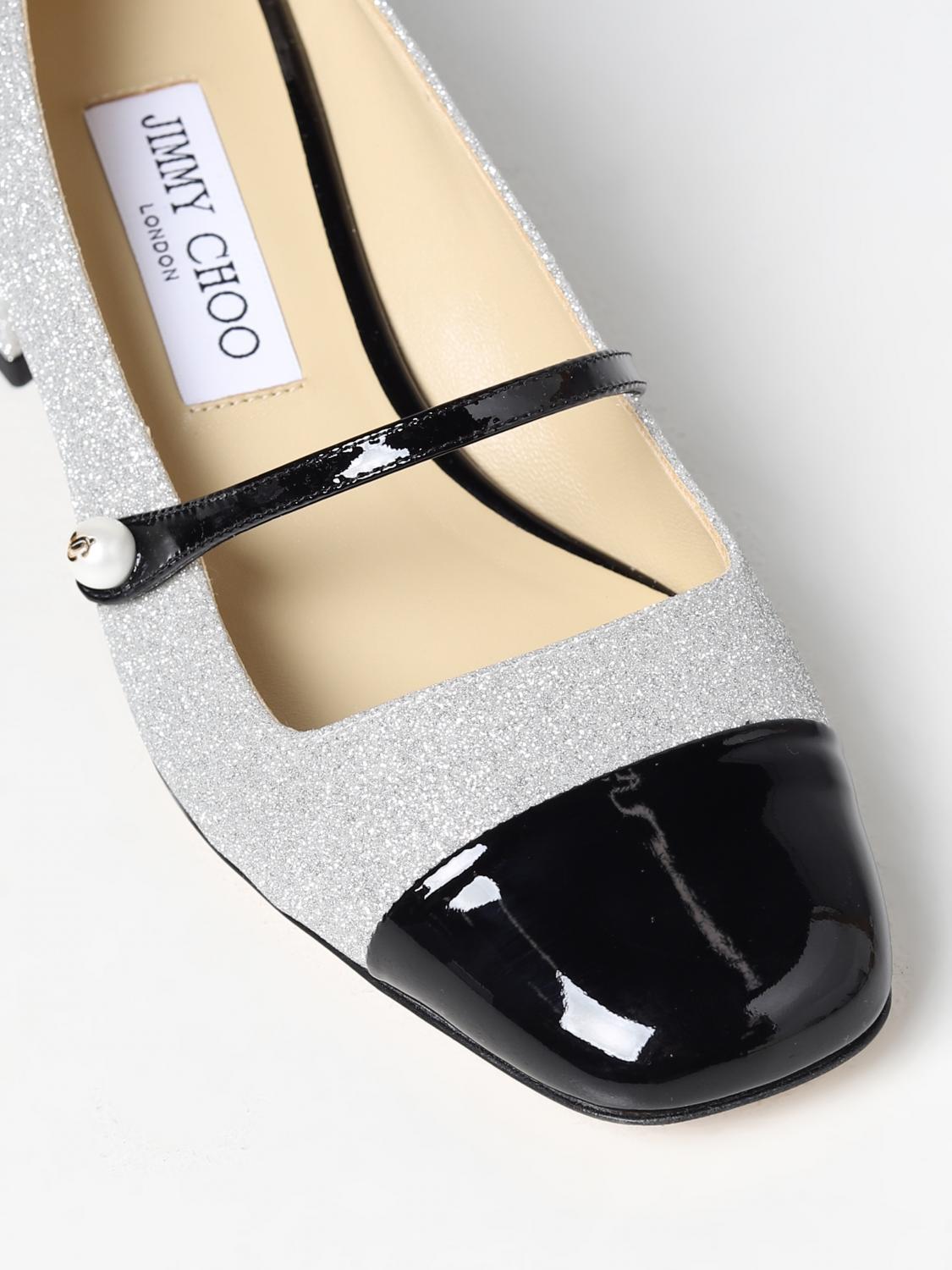 JIMMY CHOO HIGH HEEL SHOES: Jimmy Choo Elisa pumps in glitter and patent leather, Silver - Img 4