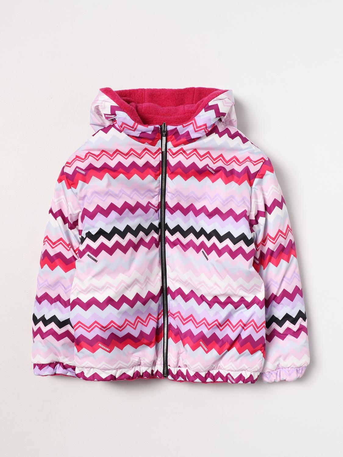 MISSONI GIACCA: Giubbotto Missoni reversibile in nylon stampato e pile, Rosa - Img 1