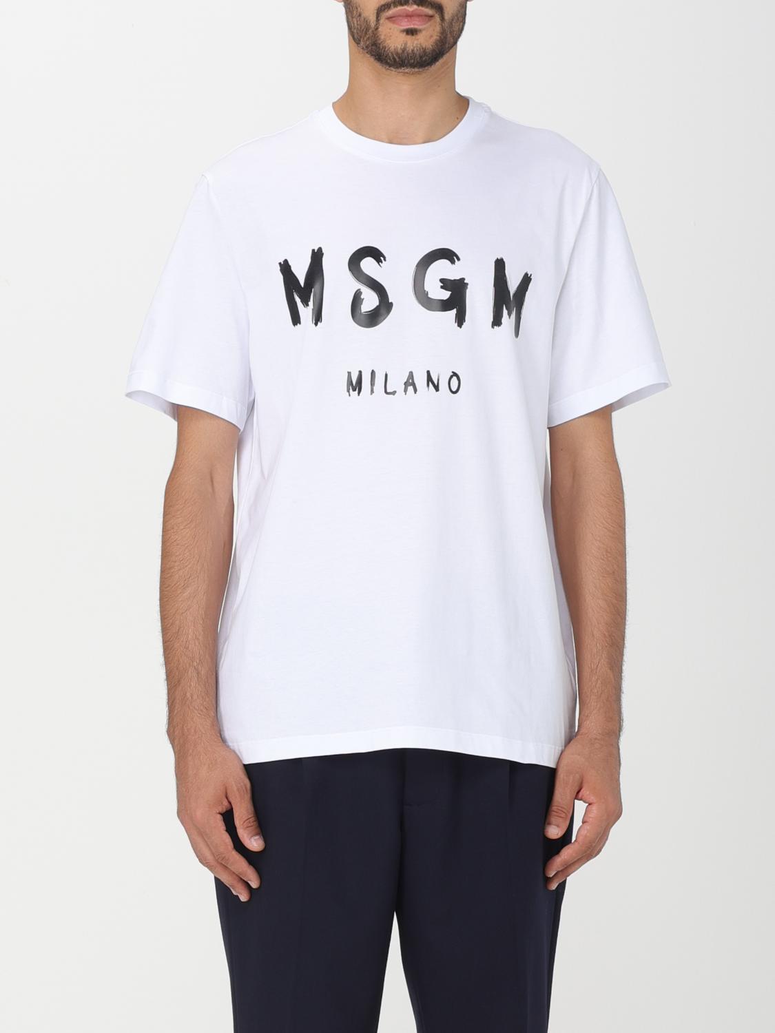 MSGM T-SHIRT: MSGM cotton t-shirt with printed logo, Grey - Img 1