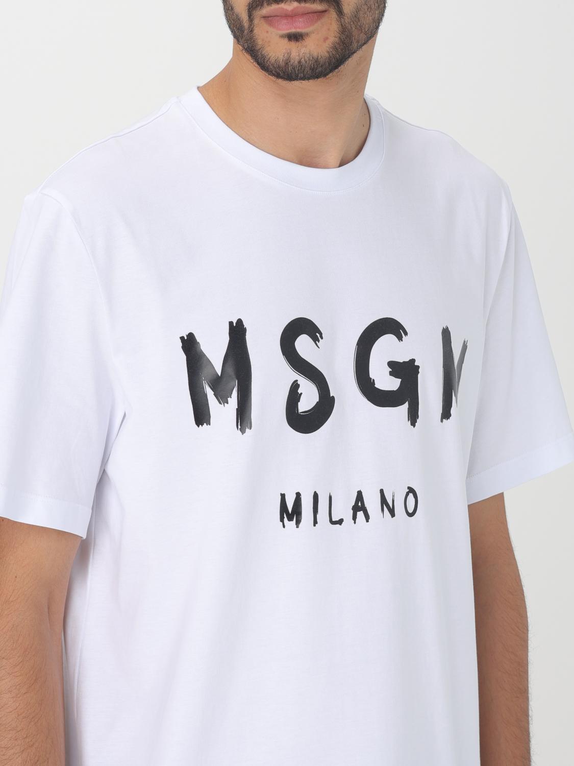 MSGM T-SHIRT: MSGM cotton t-shirt with printed logo, Grey - Img 3