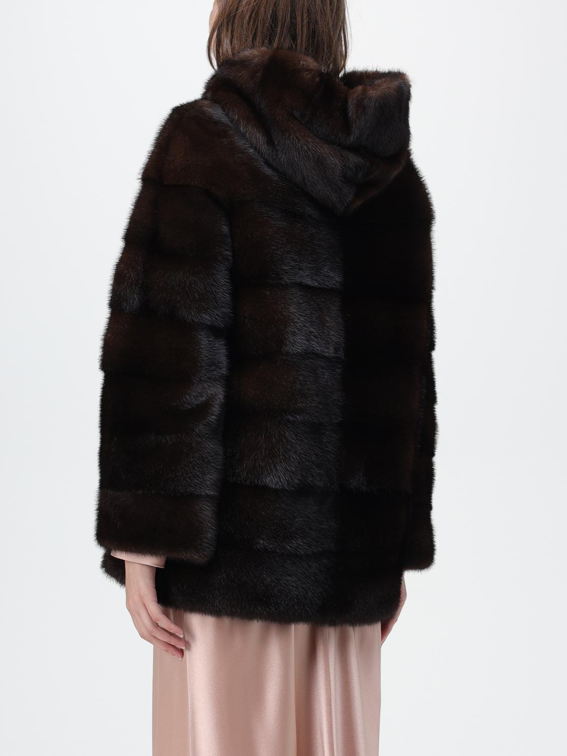 SIMONETTA RAVIZZA ABRIGO DE PIEL: Abrigos de piel real mujer Simonetta Ravizza, Marrón - Img 2