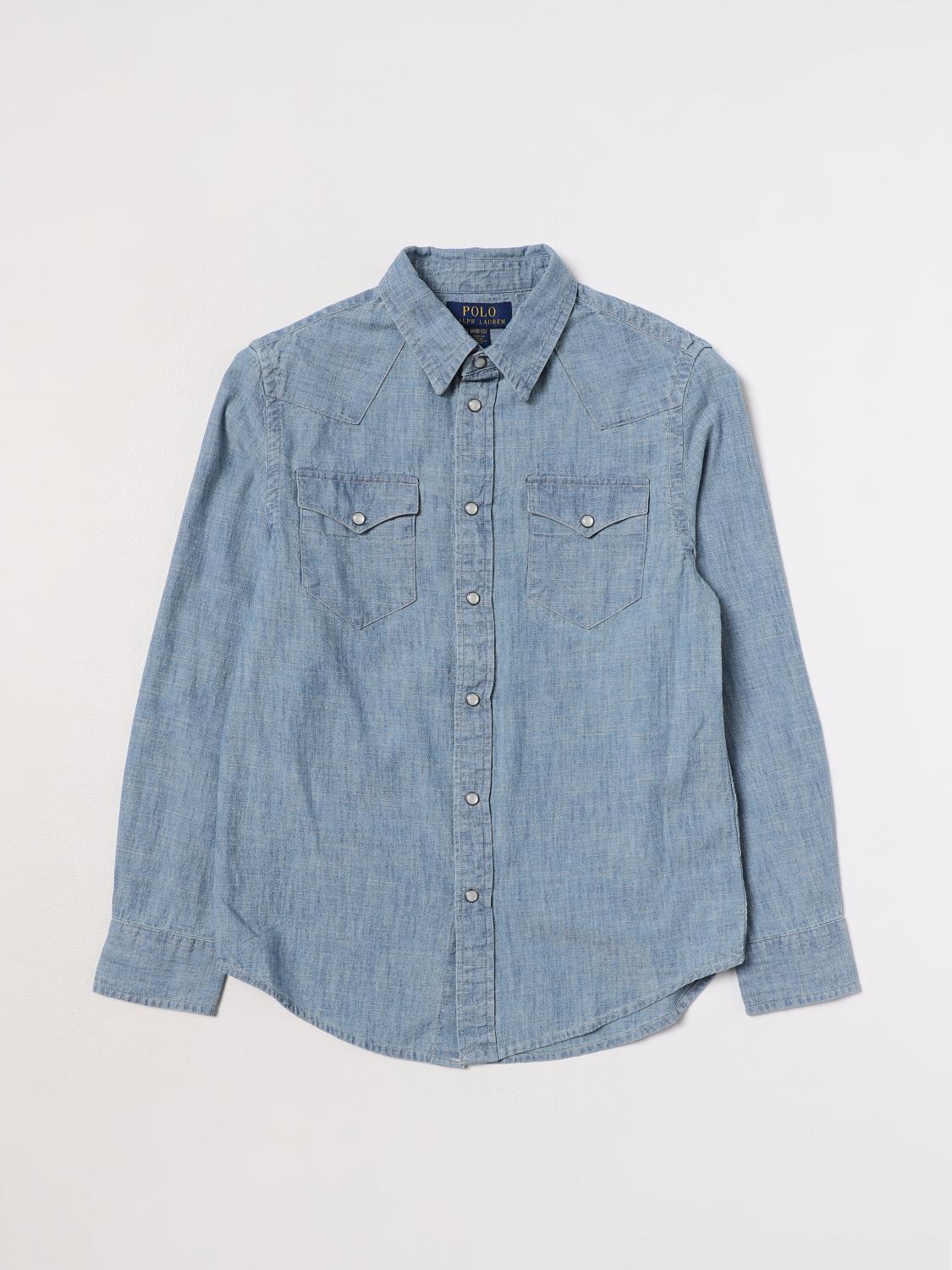 POLO RALPH LAUREN SHIRT: Shirt kids Polo Ralph Lauren, Denim - Img 1