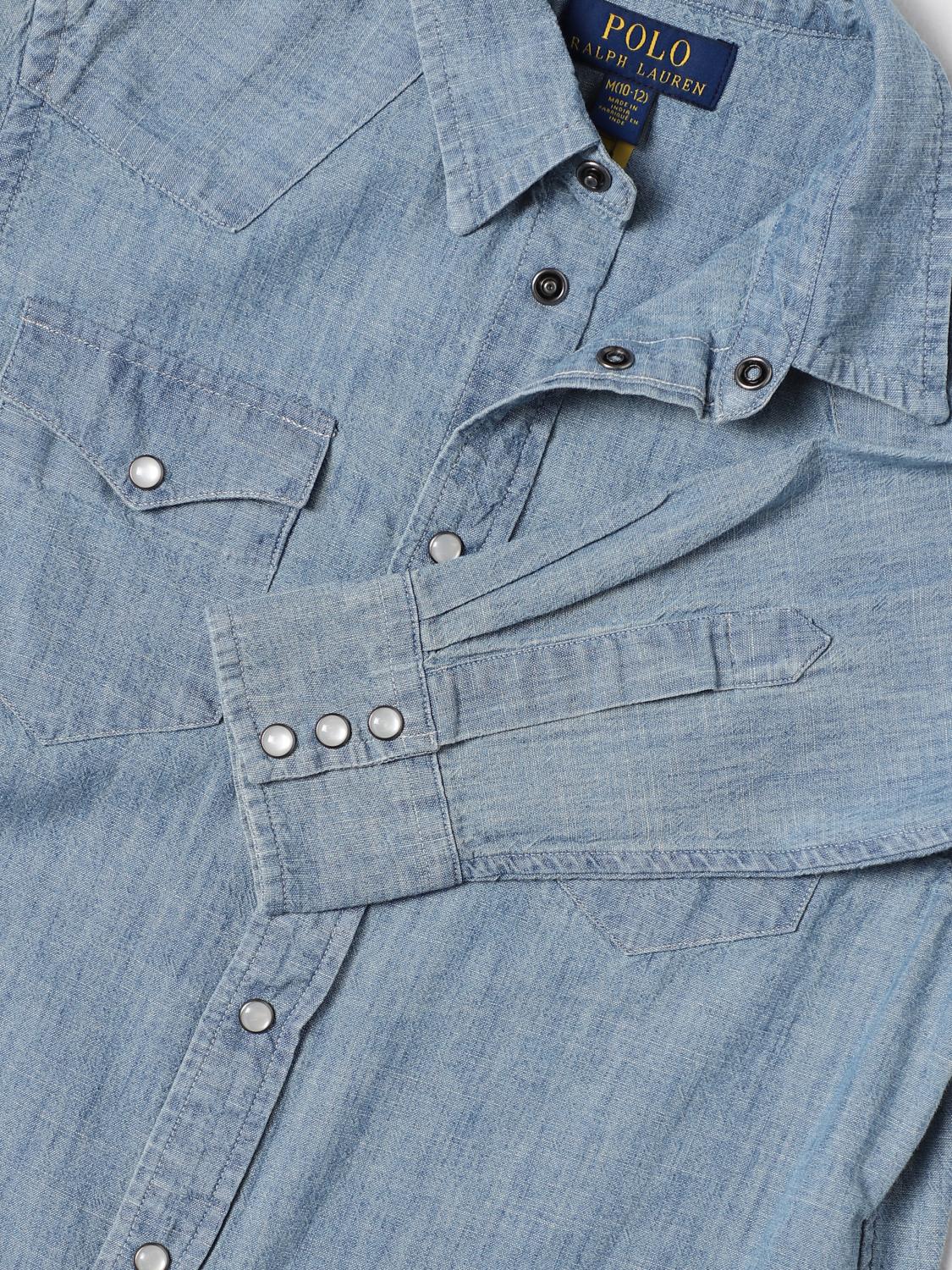 POLO RALPH LAUREN SHIRT: Shirt kids Polo Ralph Lauren, Denim - Img 3