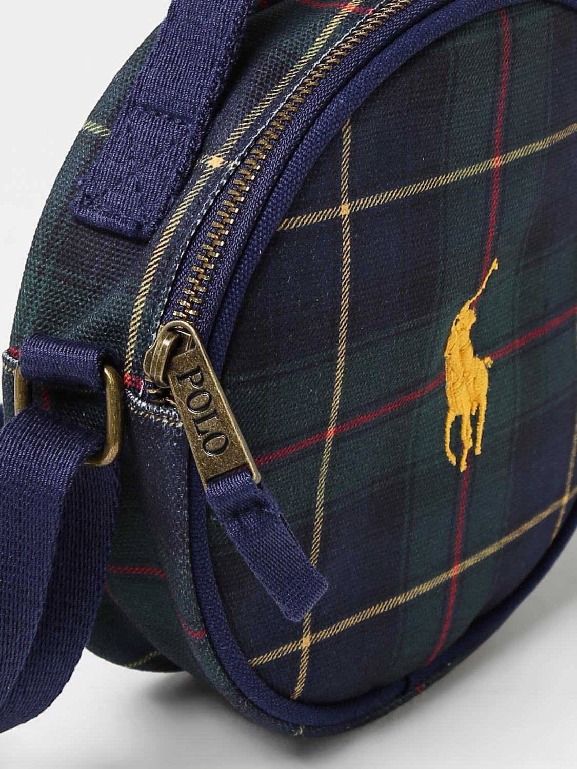 POLO RALPH LAUREN BORSA: Borsa Polo Ralph Lauren in canvas tartan con logo ricamato, Verde - Img 3