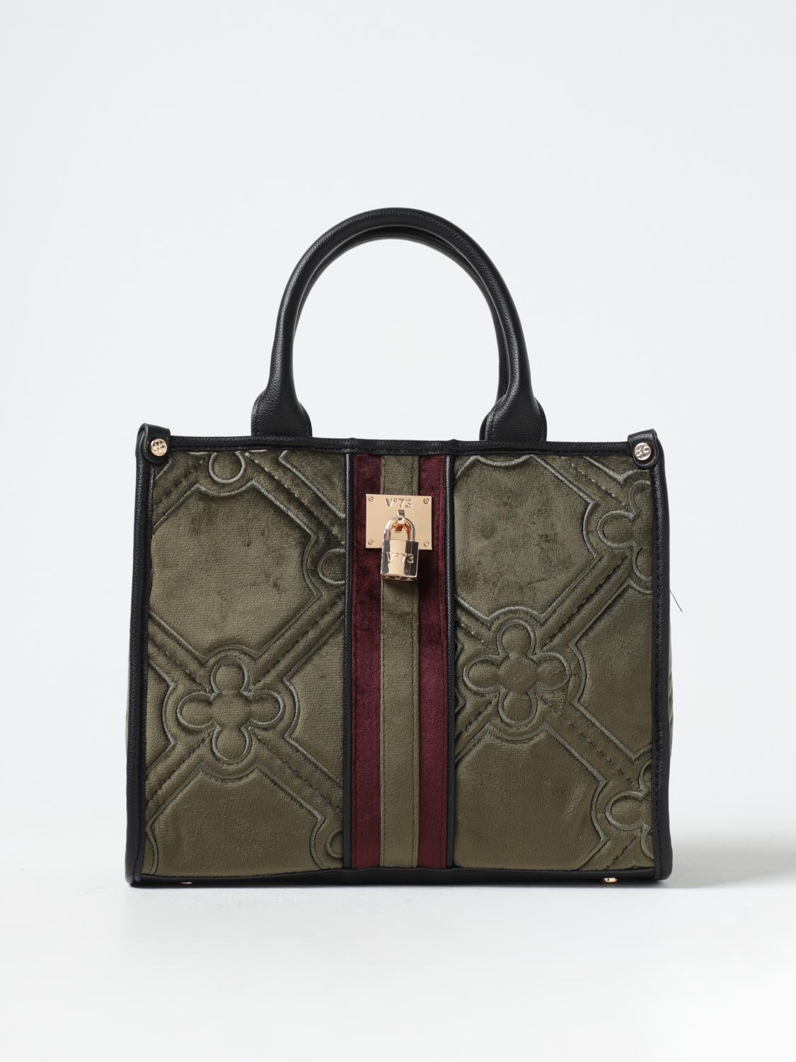 V73 BORSA A MANO: Borsa Iris V°73 in ciniglia trapuntata con tracolla, Militare - Img 1